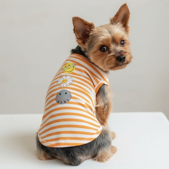 Striped Daisy Flower Dog Shirt - Picture 1 of 8